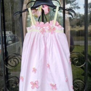 Little Girls Pink Halabaloo Butterfly Sun Dress Size 6